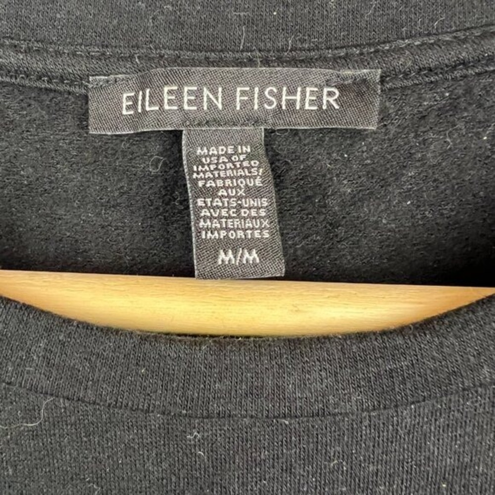 Eileen Fisher Black Boxy T-shirt Dress Tencel Organic Cotton Blend SZ M‎ Travel - Picture 2 of 5